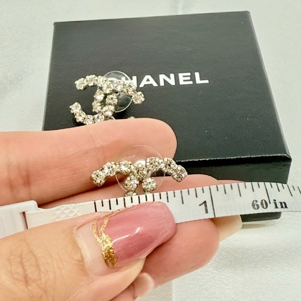 Chanel Large Silver Crystal CC Statement Earrings - Picture 5 of 11